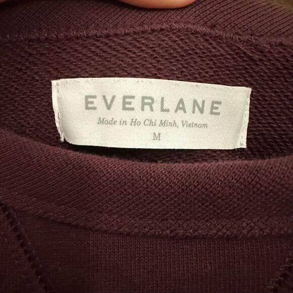 EVERLANE Typography Sweatshirt Womens Sz M Burgundy 100% Human Pullover Cotton - Picture 6 of 8